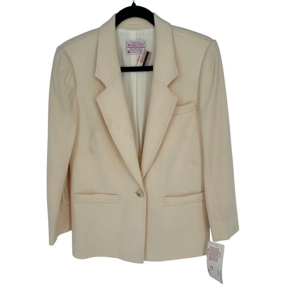 Pendleton VTG New! Cream Blazer 100% Wool Notched Lapels Tailored Workwear 4P - Picture 1 of 9